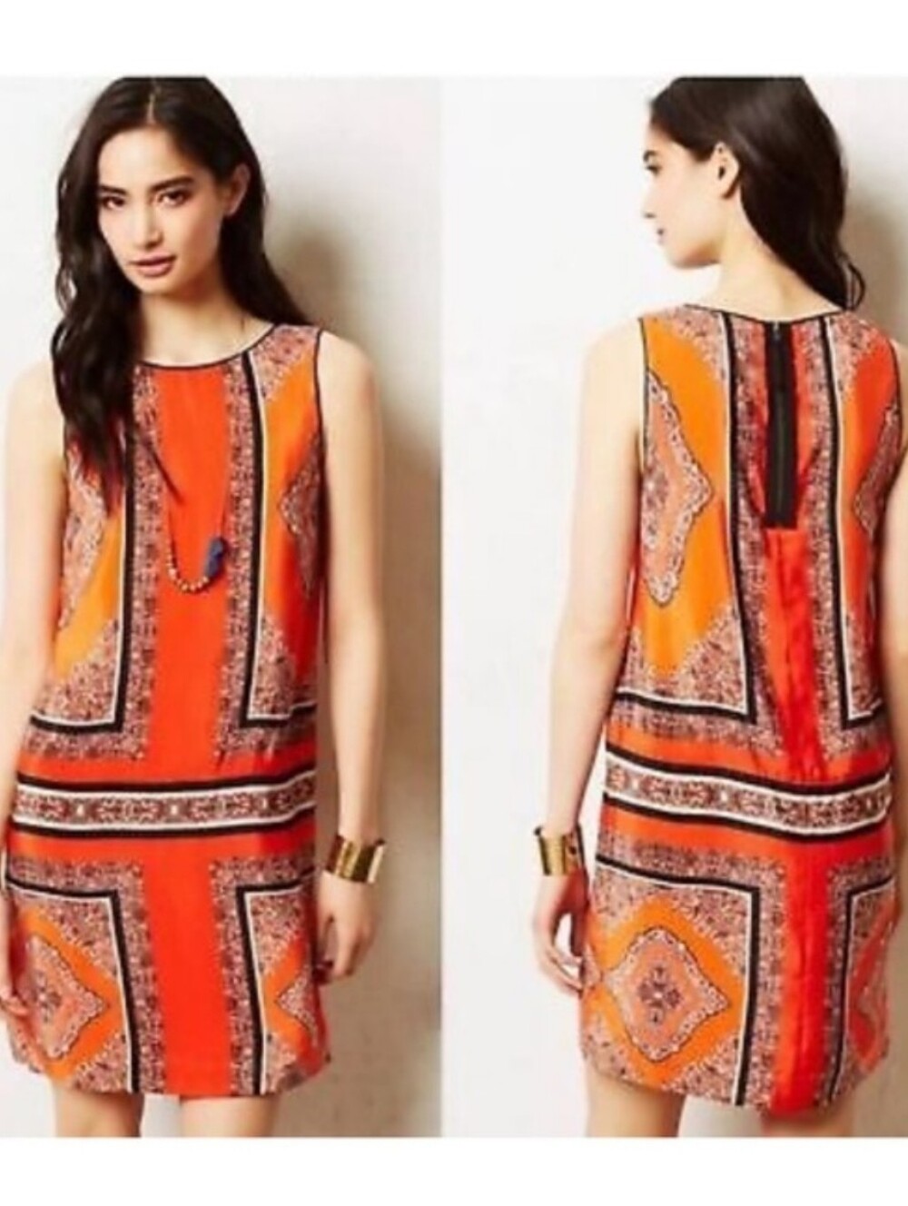 Anthropologie Maeve Silk Canna Bandana Print Shift Dress